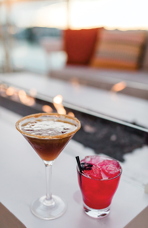 Cocktails at fire pit